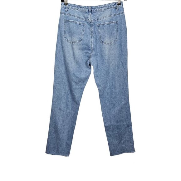 MISSGUIDED High Waisted Rip Straight Raw Hem Jeans - Picture 7 of 11